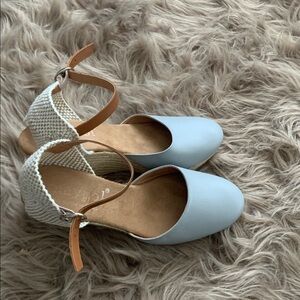 Maypol Wedge Espadrille Leather and Knit Strap Sandals Size 38